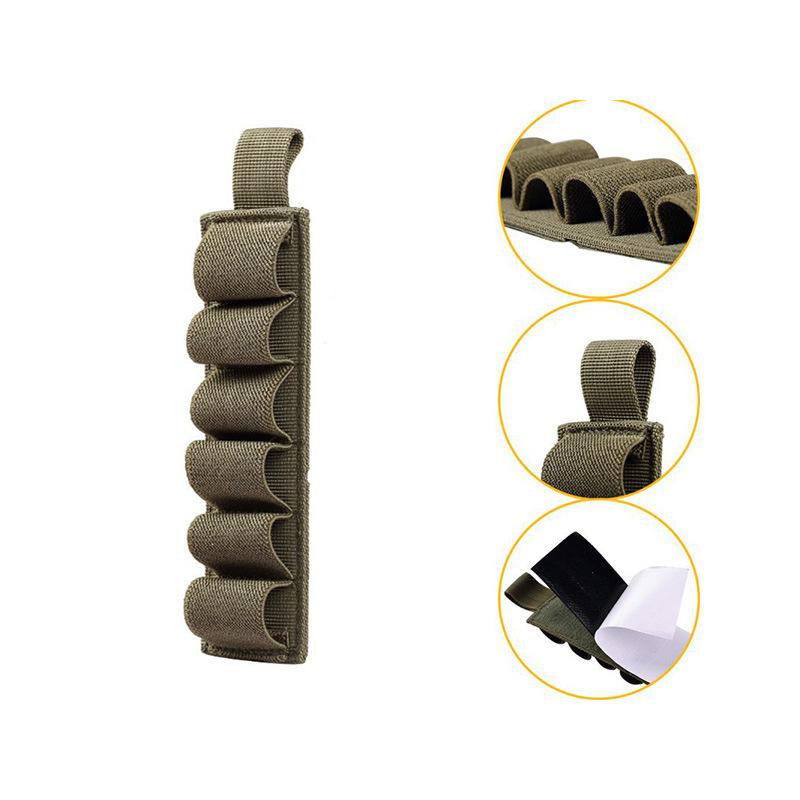 Tactical Outdoor 6 Round Shotgun Shell Holder Ammunition Pistol Bullet Reload Holder with Adhesive Backing Sticker