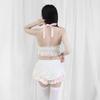 Lolita Cute Girl Ruffles Women Kawaii Maid Outfit Sweet Sexy Sleepwear Servant Cosplay Costumes Bow Lace Tops And Bloomers Set