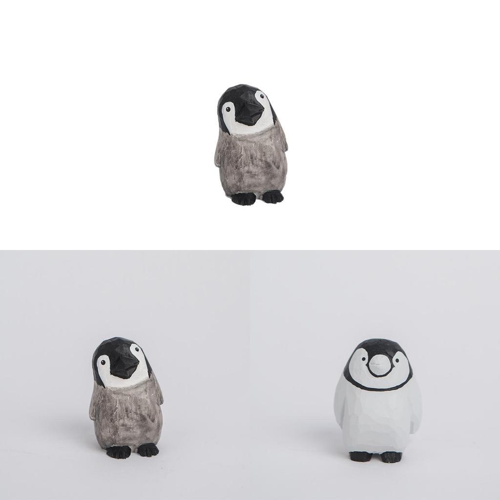 Handmade Wooden Penguin Figurine Office Desk Decor Modern Style For Birthday Gift