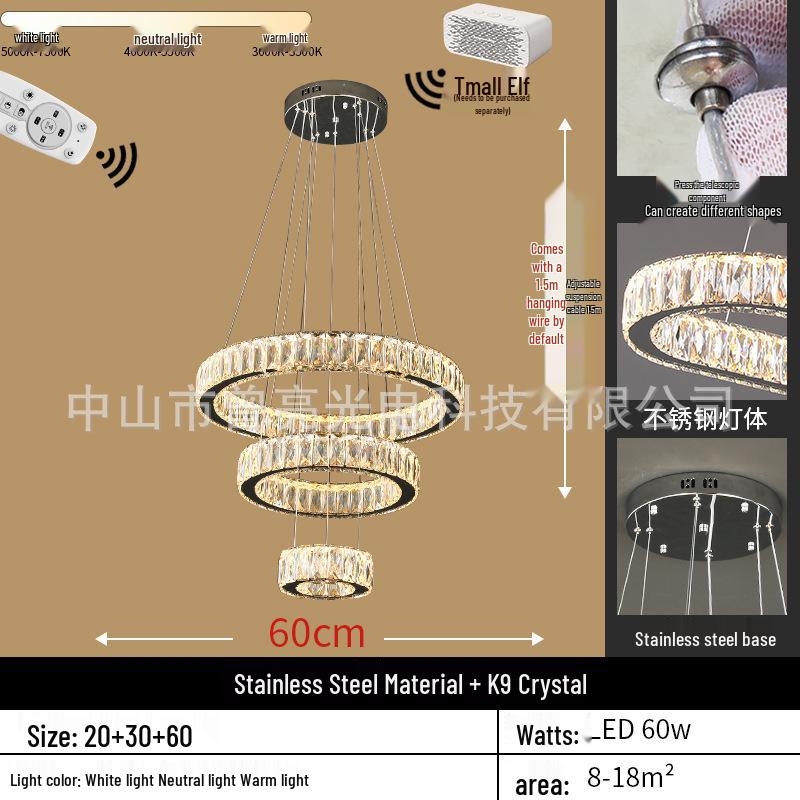 Modern Crystal Chandelier - Round Pendant Light for Dining & Living Rooms