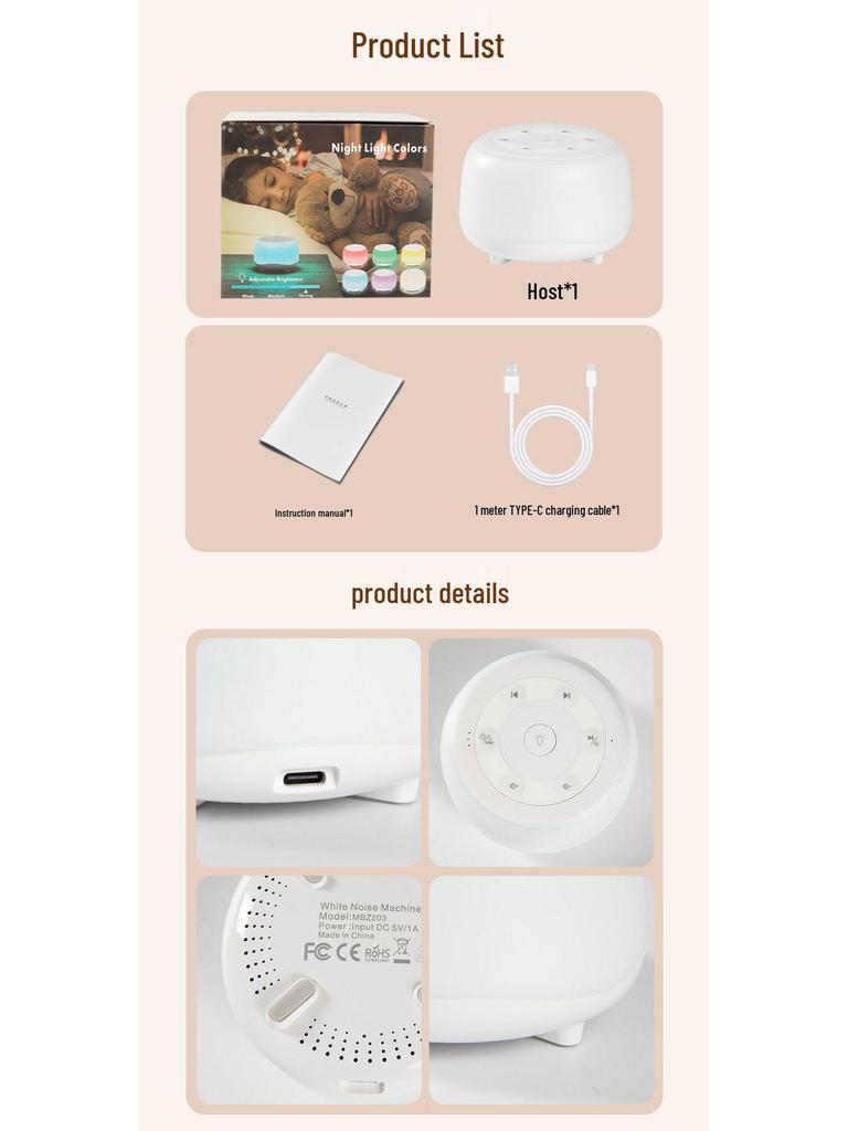Portable Baby Sleep Aid with Night Light & White Noise Speaker