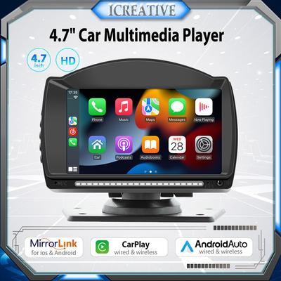 Portátil universal 4.7 "rádio do carro carplay tela de toque ips multimídia vídeo mp5 player sem fio wifi espelho link gps display player fm