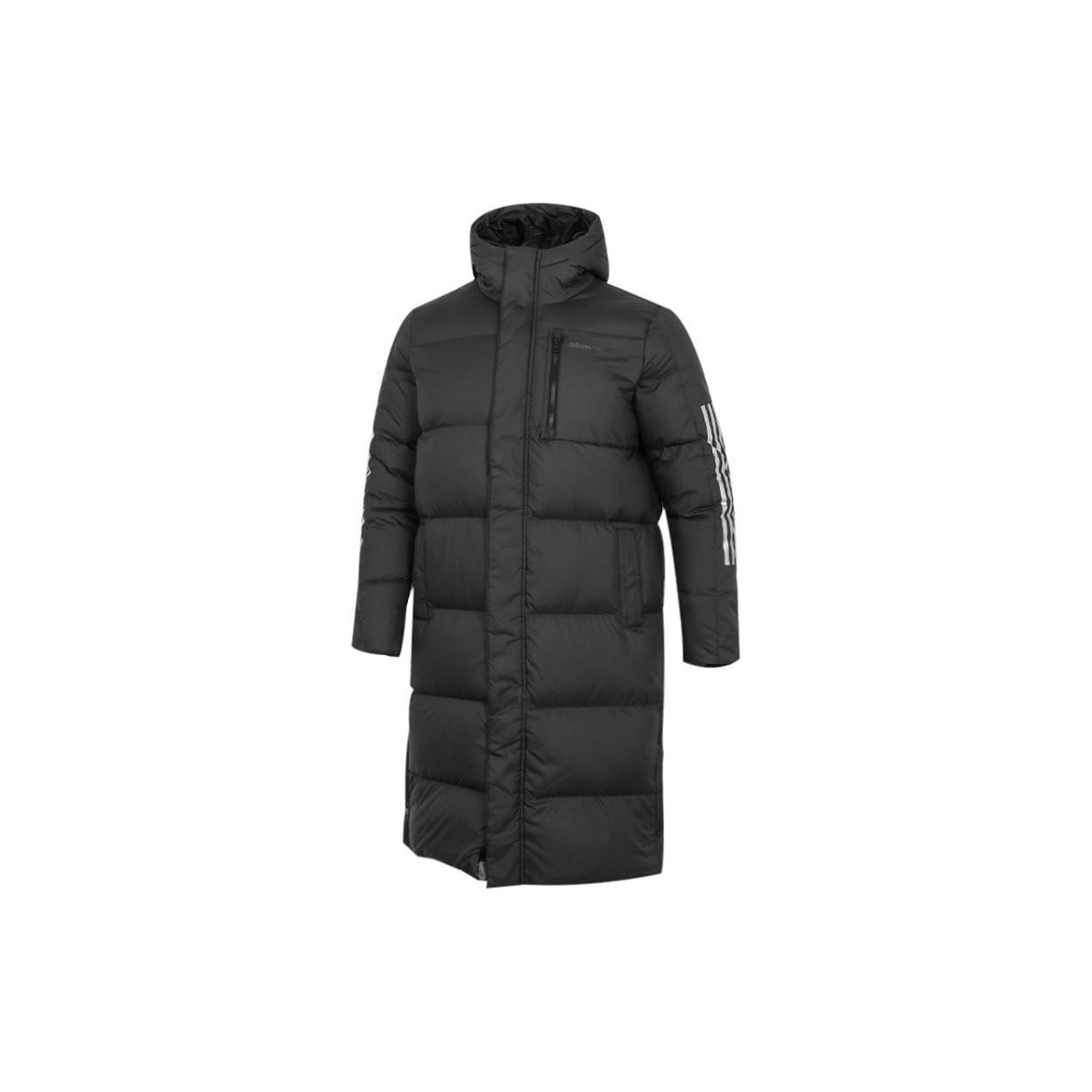 adidas neo Athleisure Casual Sports Stay Warm mid-length hooded down Jacket Black Men s H45242 XXL