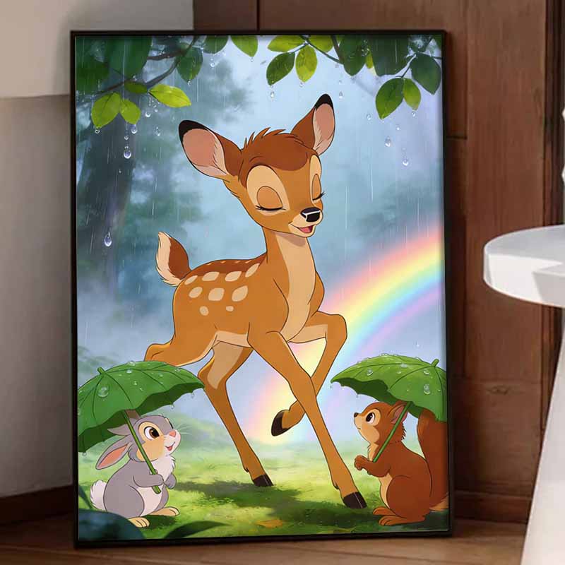 Disney Diamond Art Painting Kit 5D Bambi and Friends Diamond Painting Dot Art Kit Home Wall Decor