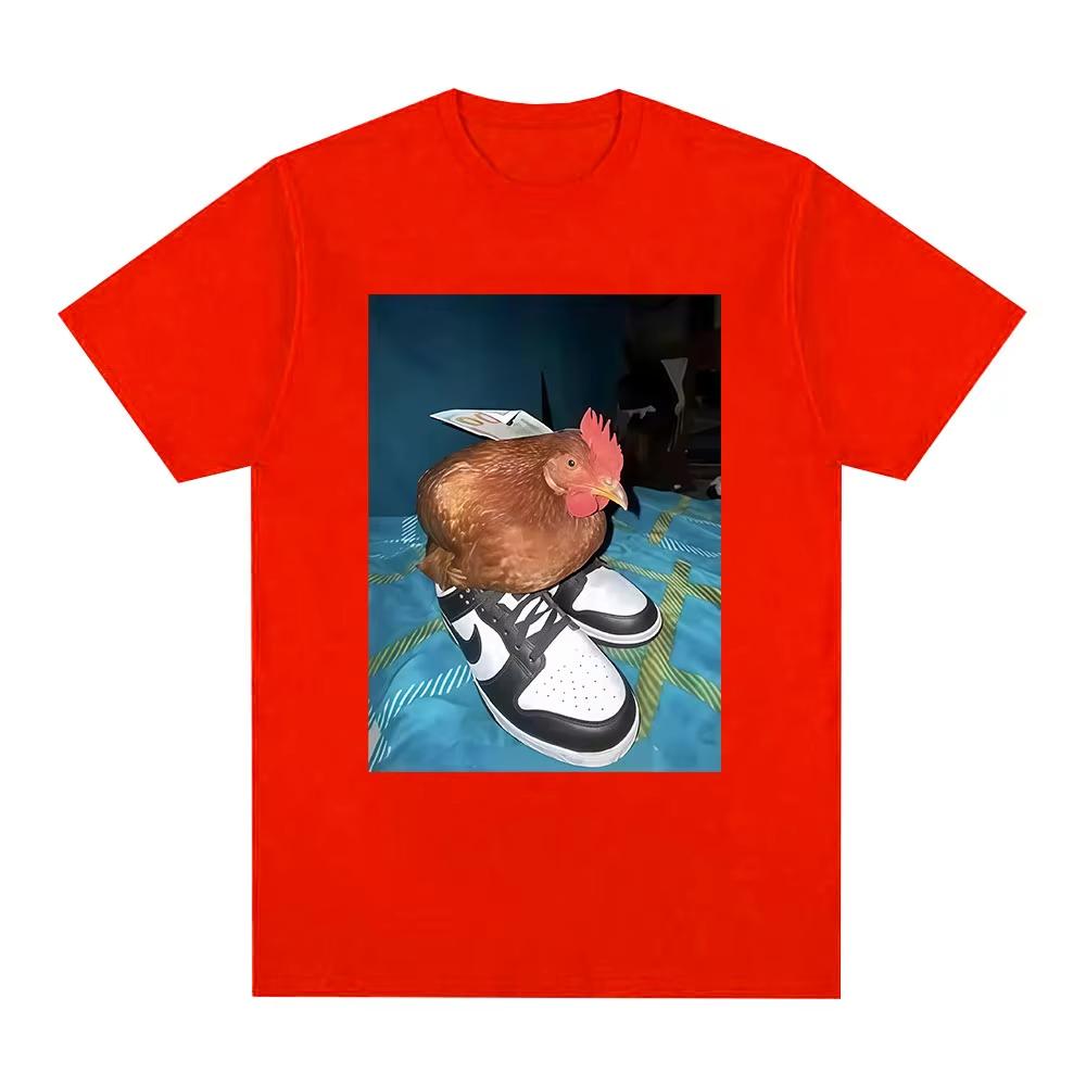 Funny Dripped Out Chicken T Shirt Men Women Chicken with Shoes Print T-shirts Harajuku Fashion Short Sleeve Tee Shirt Streetwear