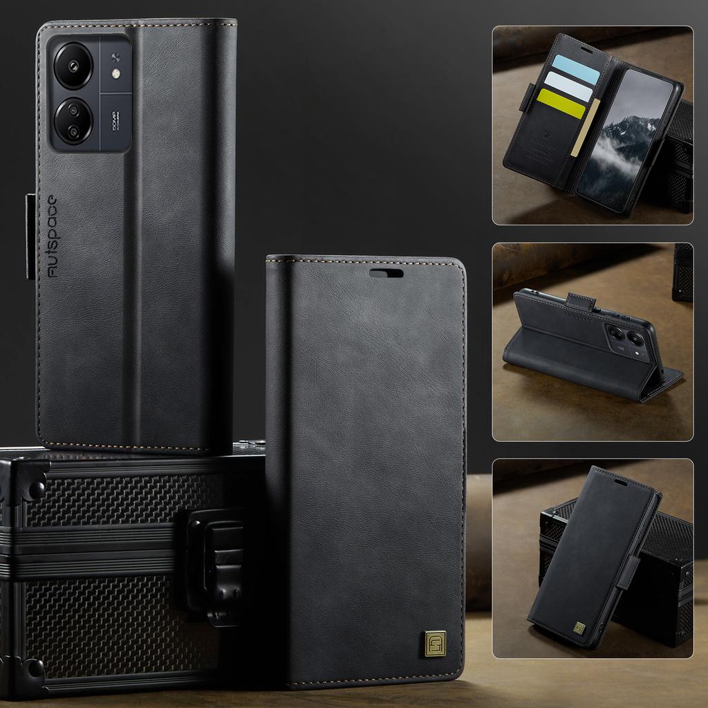 For Xiaomi Poco C65 (4G) Wallet Case with Card Slots & Kickstand, 360° Protection Leather Case