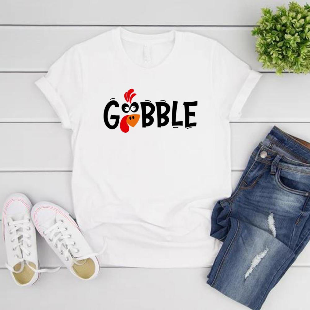 Gobble Gobble Thanksgiving T Shirt Family Thanksgiving Shirts Women Short Sleeve T-Shirt Turkey Tops Casual Women T Shirt