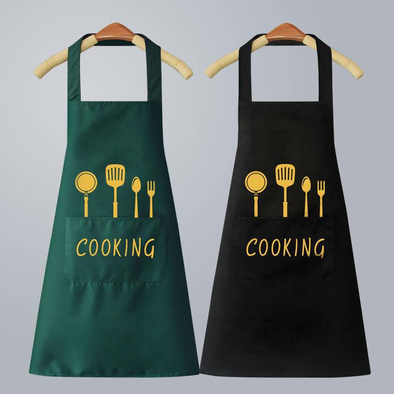 

Водонепроникний симпатичний кулінарний фартух у японському стилі, який можна стирати та маслостійкий для жінок Regular Style чорний/зелений