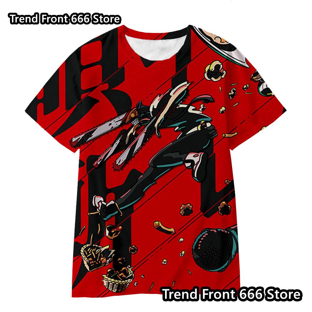 Chainsaw Man Anime 3d Prited Tops Boys Tshirt Girls Tshirts Children's Short Sleeve T-shirt Child Casual Clothes 4-14 Years