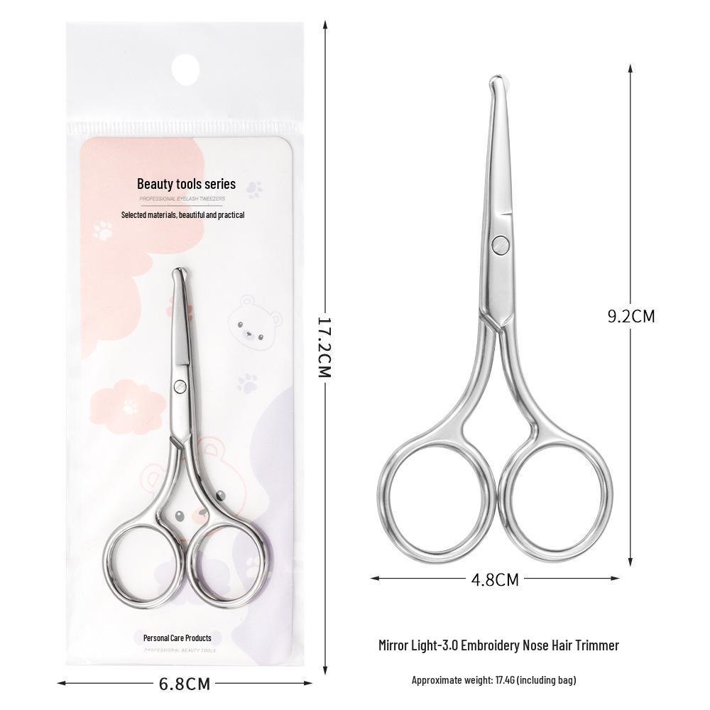 Round-Tip Stainless Steel Scissors Set: Men's Nose Hair Trimmer & Eyebrow Scissors