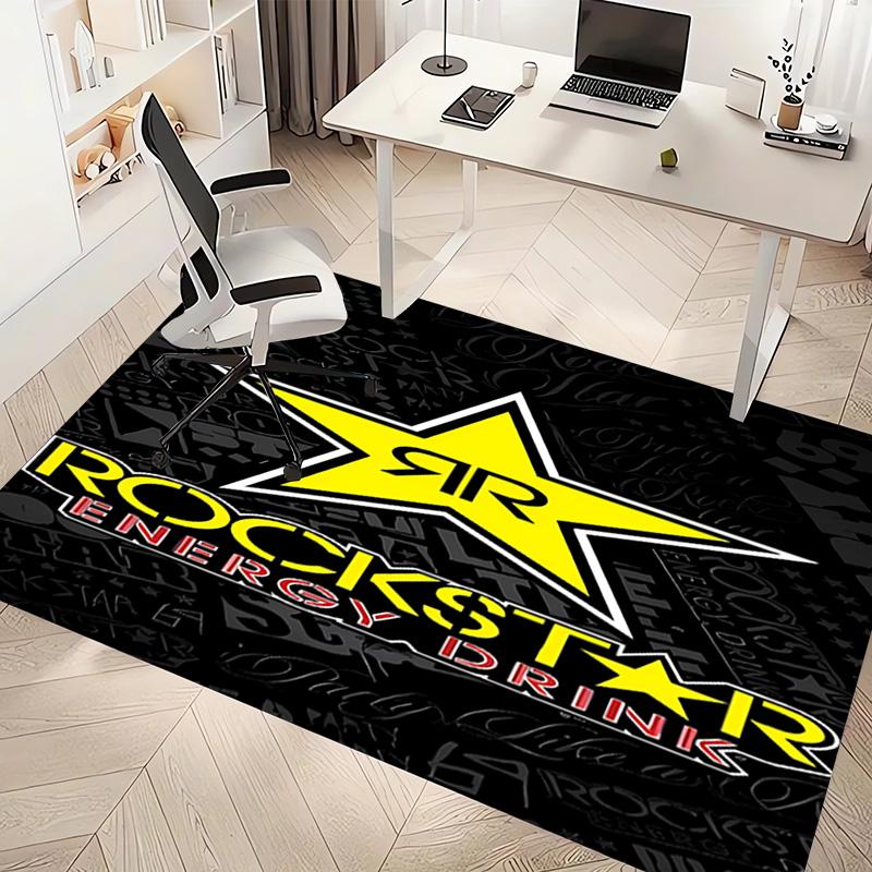 1pc Rockstar Energy Print Area Rug - Soft, Washable Non-Slip Indoor Mat, Living Room, Home Office Decorative Rug,Office Decorative