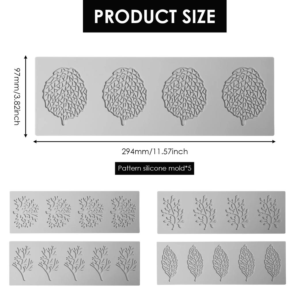 5 Pcs Cake Fondant Mold Leaf Silicone Chocolate Gummy Moulds Non Stick Cakes Decoration Tools for Baking Kitchen Accessories