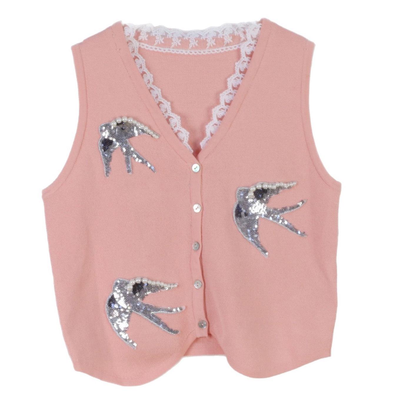 

Кружевной кардиган Lafite с бисером, V-образным вырезом, облегающий, вязаный, без рукавов Medium