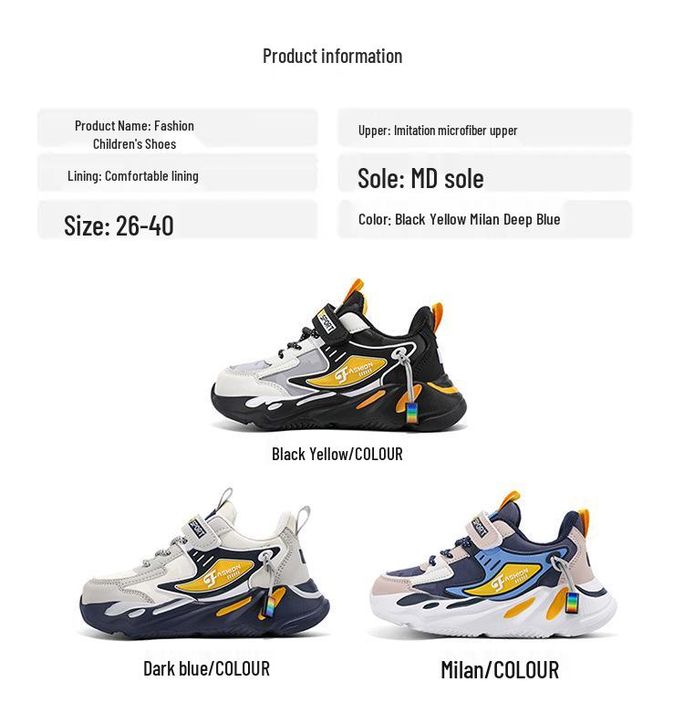 Boys' Waterproof Leather Sneakers - Lightweight, Soft Sole Running Shoes for Elementary School Students