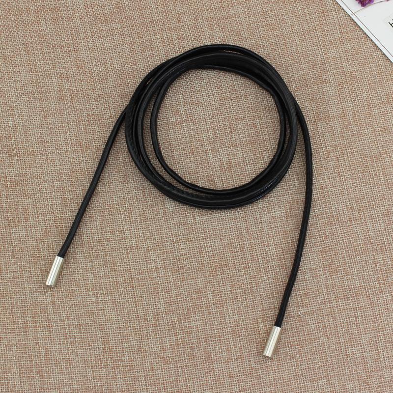 0.6cm Simple Round PU Leather Knotted Rope Waistband Thin Belt Women Decorative Waist Rope Skirt Coat Sweater Straps 160cm