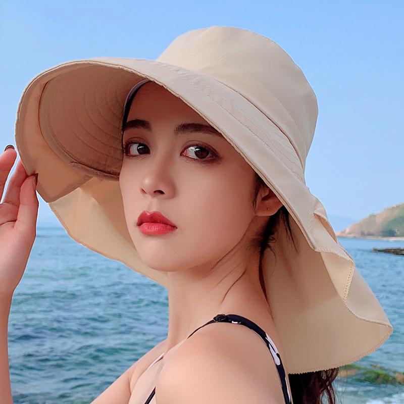 Bucket Hat Summer Hats for Women Neck Protection Sunscreen Sunshade Panama Cap Out Riding Sun Hat Beach Caps S75
