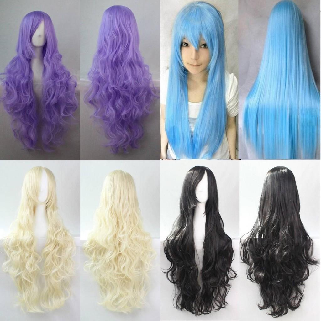 80cm Long Wavy Wig In Vibrant Colors High Temperature Fiber Ideal For Cosplay Events