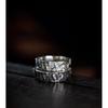 Handcrafted Cherry Blossom Engraved Adjustable Ring Women Men Vintage Boho Floral Open Band Sterling