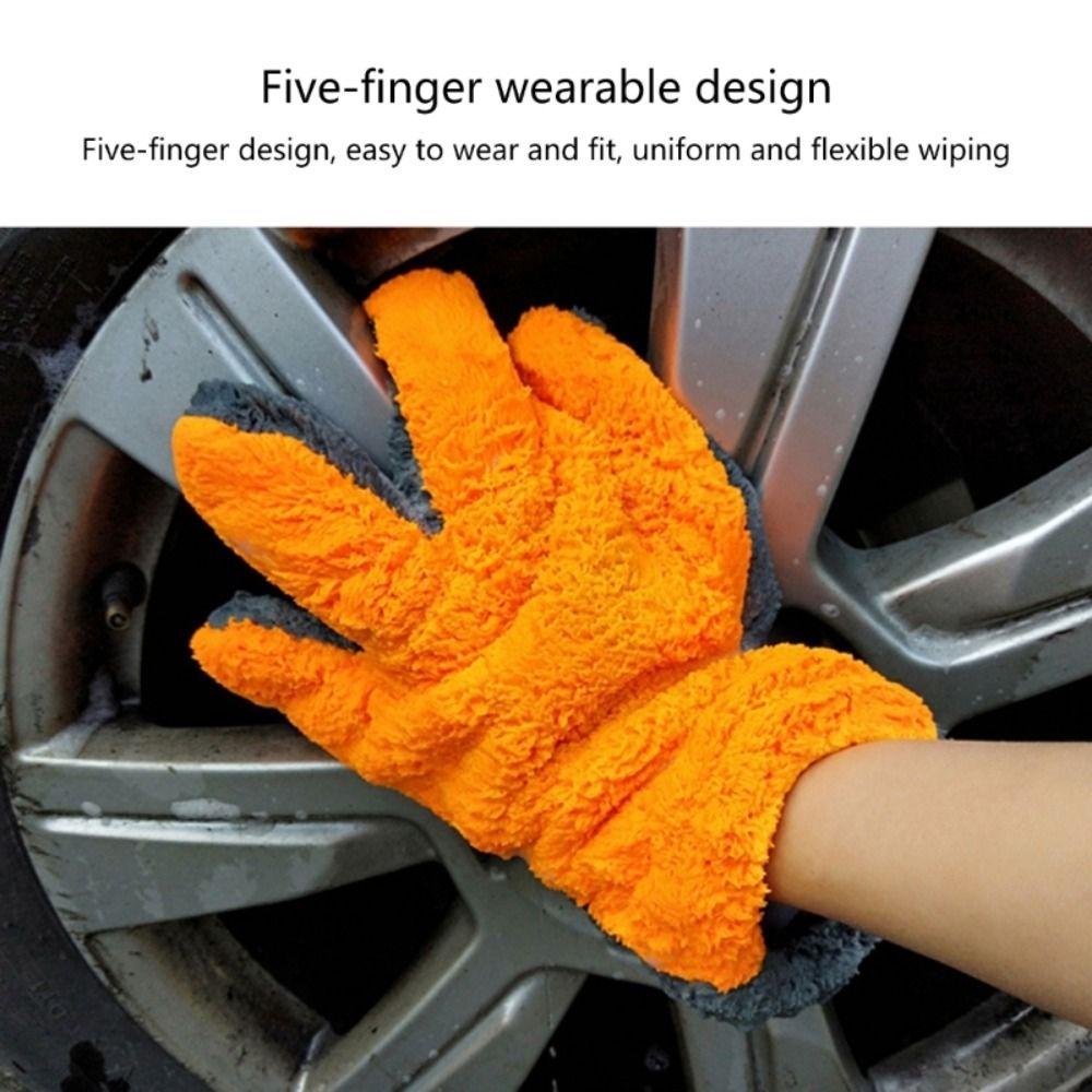 2Pcs Wear-resistant Double-sided Five Finger Gloves Vehicle Cleaning Gloves Car Body Interior