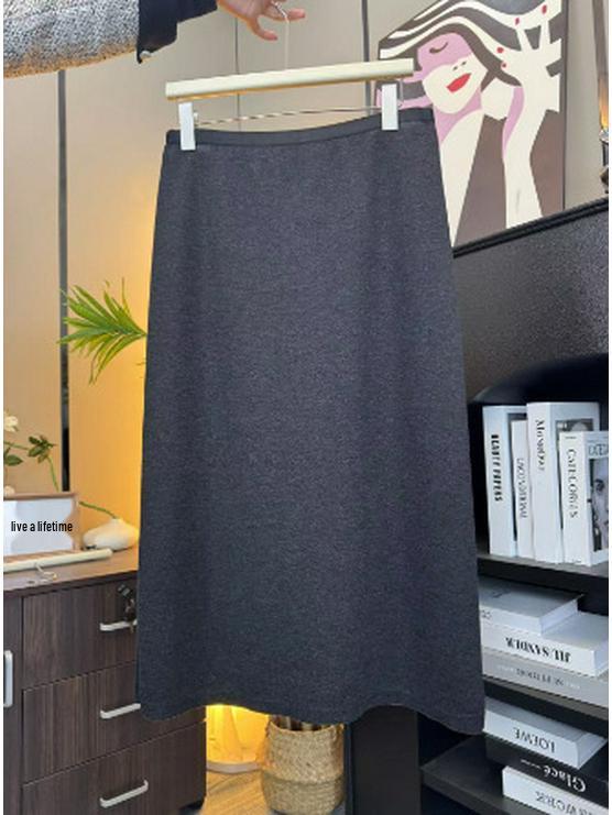 2025 Autumn/Winter High-End Slimming Wool Straight Tube Long Skirt for Women
