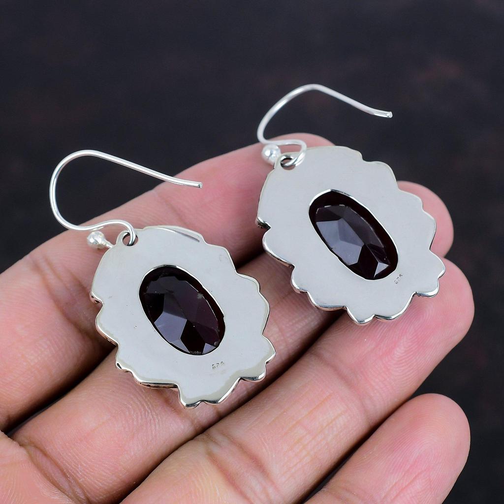 Náušnice s fazetovým granátem Mosambik Náušnice z pravého drahokamu Náušnice ze stříbra 925 Ručně vyráběné šperky Jedinečné náušnice s kapičkami Dárky pro ženy