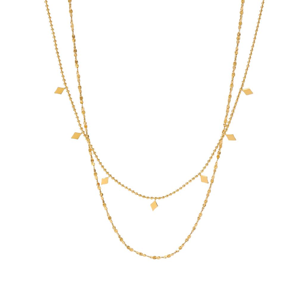 Double Diamond Sequin Necklace Simple Geometric Vintage Double Tassel Clavicle Chain Wedding Party Accessories Fine Jewelry