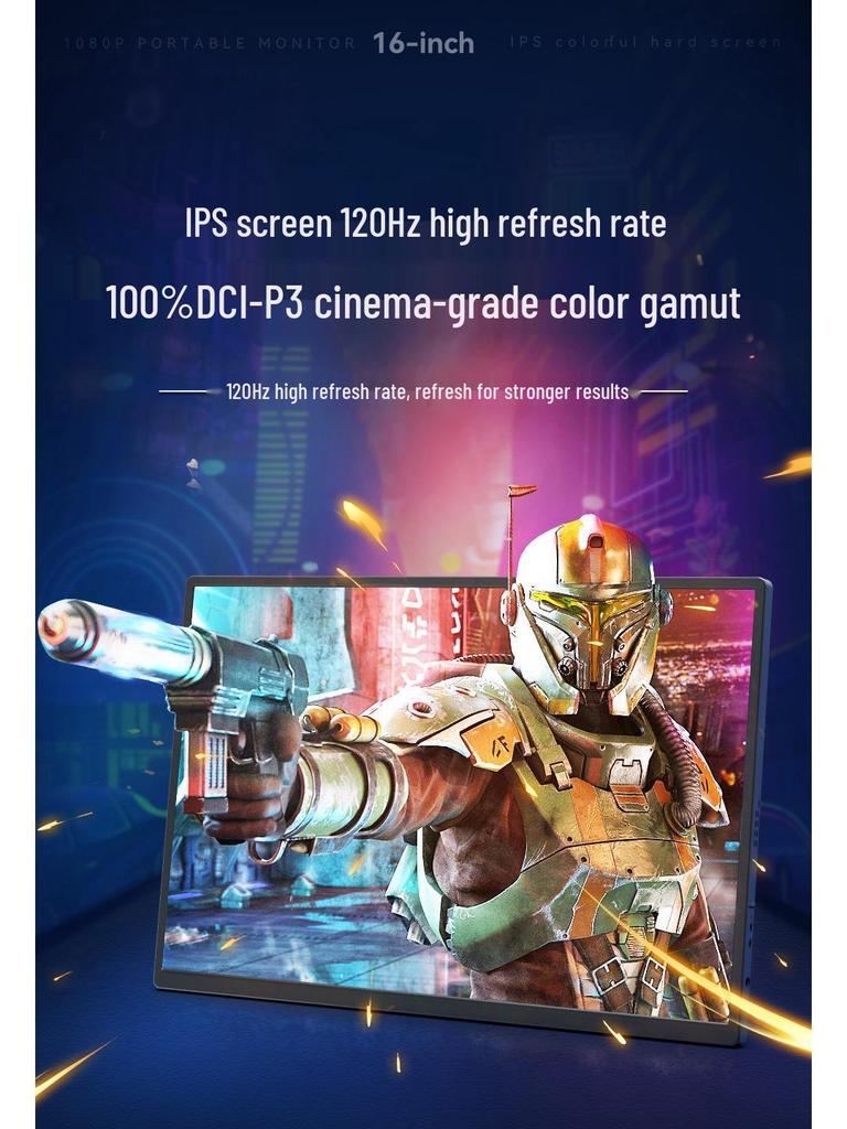 16-inch 2K Portable 144Hz Gaming Monitor with Type-C Connectivity for Laptop, Mobile, and Switch