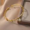 18K Gold Geometric Blue-Eyed Evil Eye Bracelet - Colorful and Versatile.