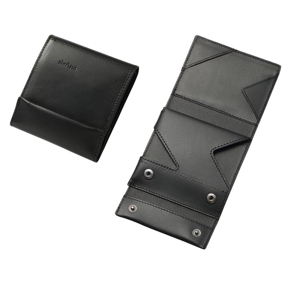 Abrasus Buttero Leather Edition Slim Wallet for Men, Made In Japan, Genuine Leather, Black
