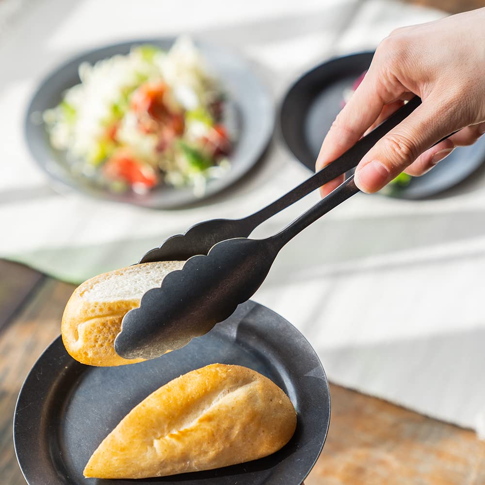 Black Vintage Inox Made in Ideal for Cafes and Stainless Steel with Aged Dishwasher All-Purpose Tongs, 240mm, Japan. [Official Product] Restaurants.
