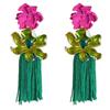 Tassel Flower Drop Earrings Rhinestone Sweet  Earrings Trendy Bohemian Earrings Women  Gift