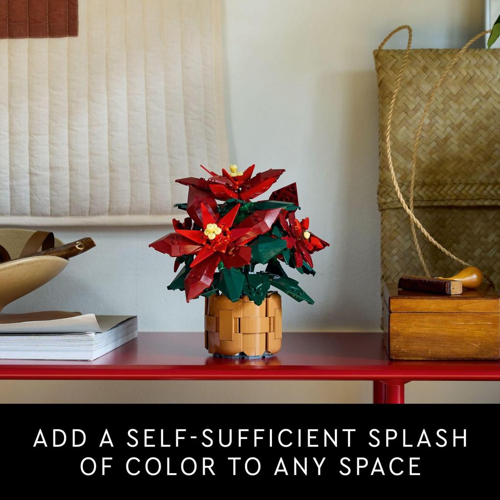 LEGO Botanicals Poinsettia Building Set - Artificial Flower Decoration & Table Centerpiece for Adults 18+ - 10370