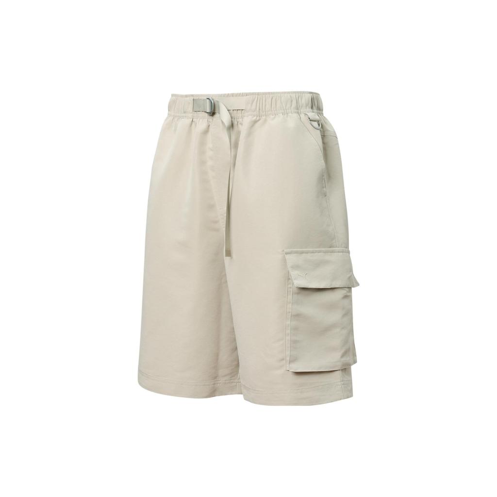 Puma Sports Lifestyle Series Solid Color Mid Waist Loose Breathable Casual Shorts Unisex Shorts Off-White 534755-64