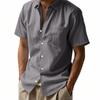 Men's Linen Relaxed Fit Casual Henley Collar Short-Sleeved Shirt