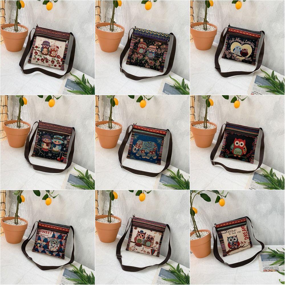 Bag Large Capacity Ethnic Style Korean Purse Wallets Women Crossbody Bag Owl Shoulder Bag Elephant