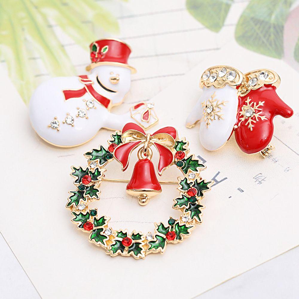 Merry Christmas Xmas Jewelry Enamel Brooch Santa Claus Hat Badges Pin Christmas Wreath Bells