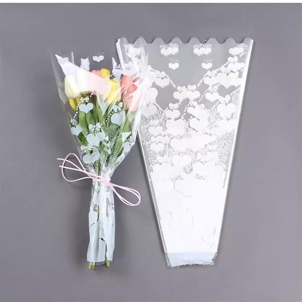 100 Pieces Transparent Plastic Flower Packaging Bags Flower Arrangement Bags  Mother's Day