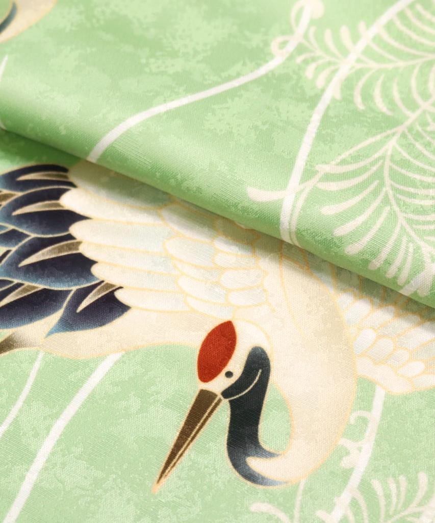 Shichigosan Kimono Set for Boys Years Includes Hifu Green [KYOETSU] (3 Old), (Clothing Cloth) (6. Cranes, 90-100cm)
