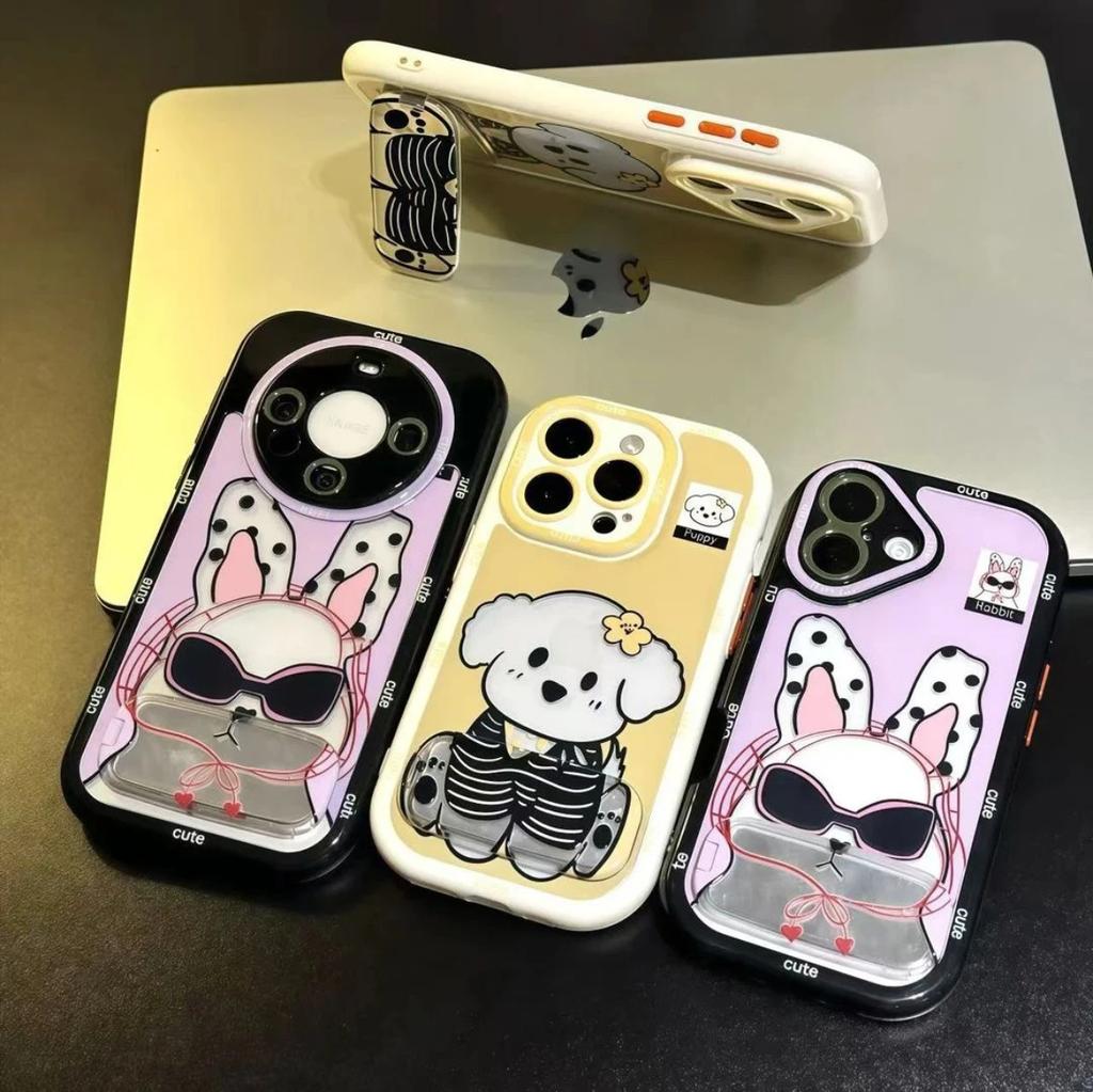 Hollow rabbit puppy suitable for Apple 17 mobile phone case iPhone16Pro/Xiaomi/oppo anti-drop all-inclusive case