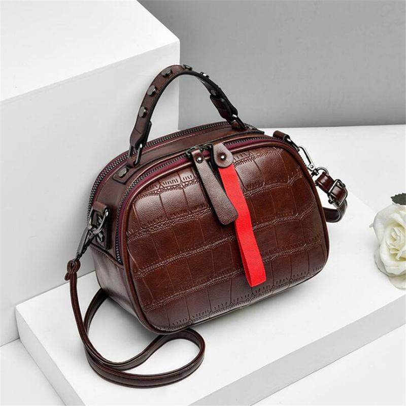 Wypoczynek PU Leather Messenger Kobiety Torby na ramię Kontrastowy kolor Zipper Kratowe torby Crossbody