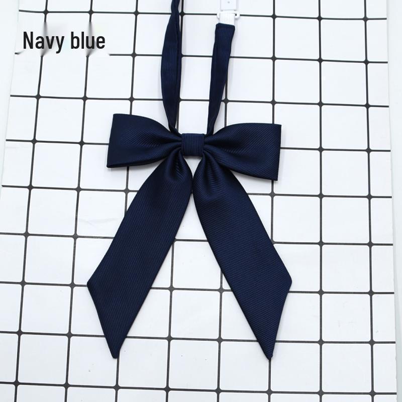 JK Ribbed Solid Color Long Handle Lapel Flower School Uniform Sailor Suit Bow Tie