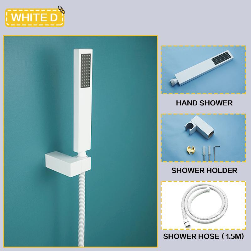Brass White Handheld Shower Head Bathroom Round and Square Adjustable Stand Handheld Shower Head Wall Mounted Faucet Accessories