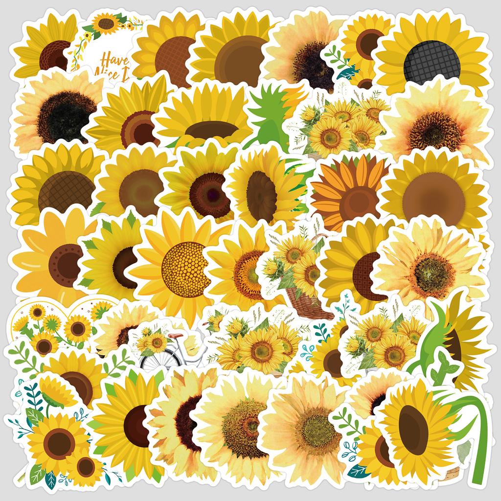 50 Sunflower Graffiti Stickers Suitcase Car Notebook Refrigerator Water Cup Waterproof Decorative Stickers
