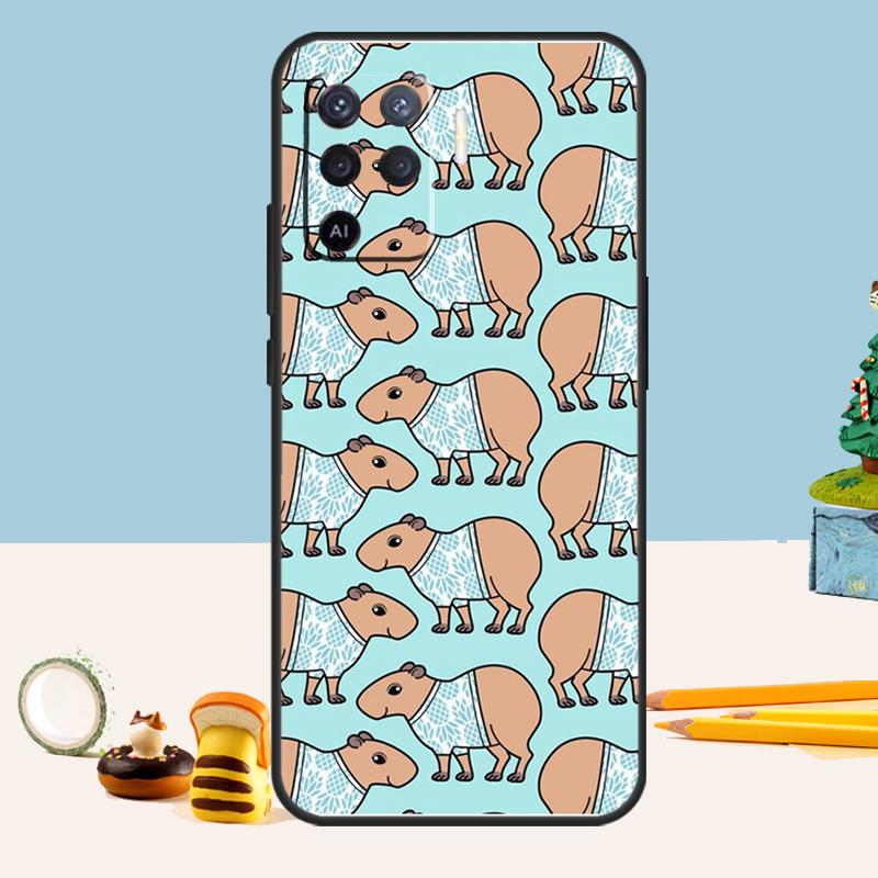 Cute Cartoon Capybara Case For Oppo A80 A60 A40 A15 A16 A17 A57 A94 A74 A54 A76 A96 A18 A38 A58 A78 A98 A5 A6 Pro