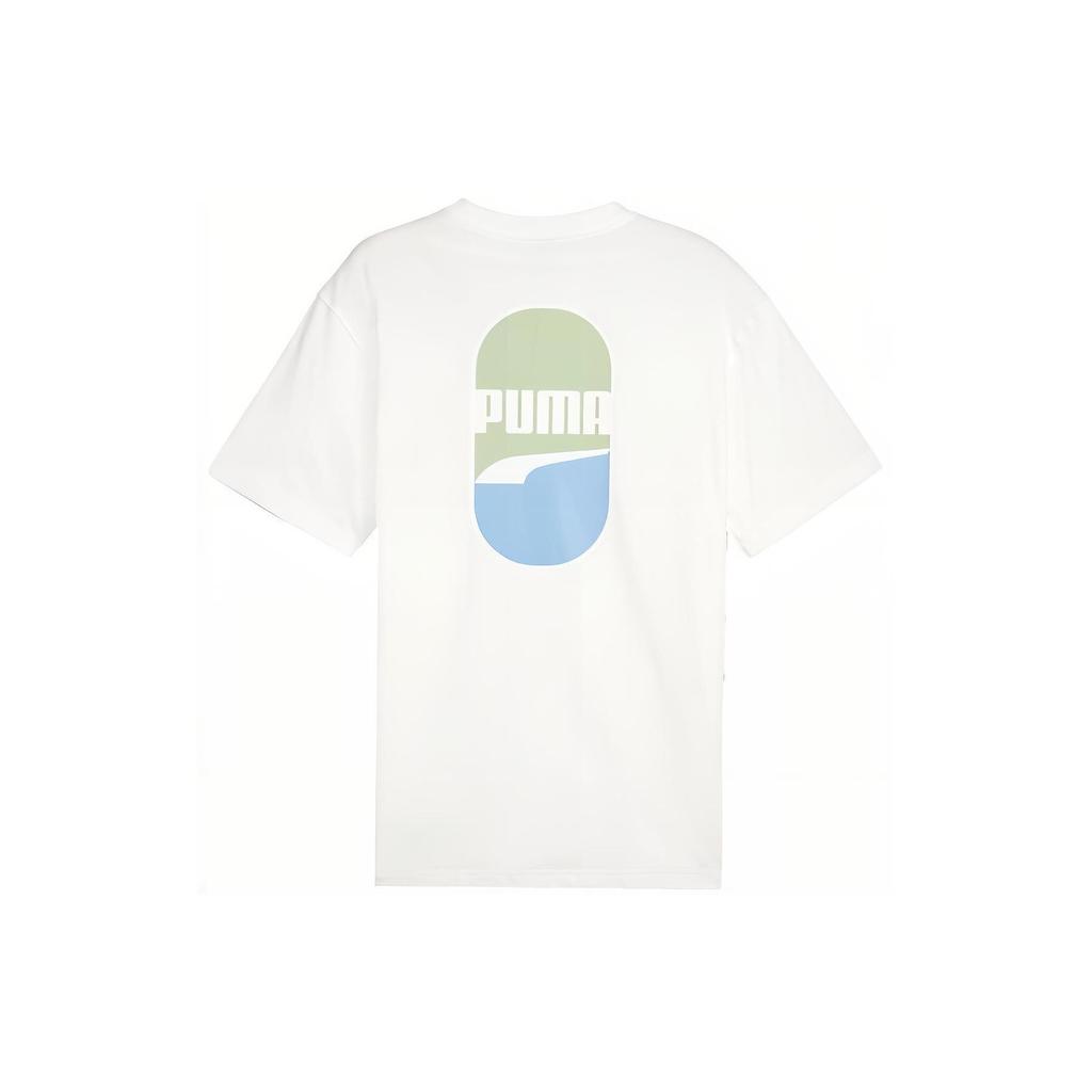 Puma Downtown 180 Logo Design Casual Round Neck T-Shirt Unisex Tops White 626086-02