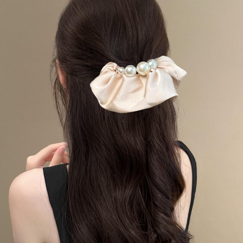 Elegant Pearl Large Intestine Scrunchies Stain Hairband Women Girl Sweet Hair Ornament Ponytail Holder Hair Tie Hair Accessories