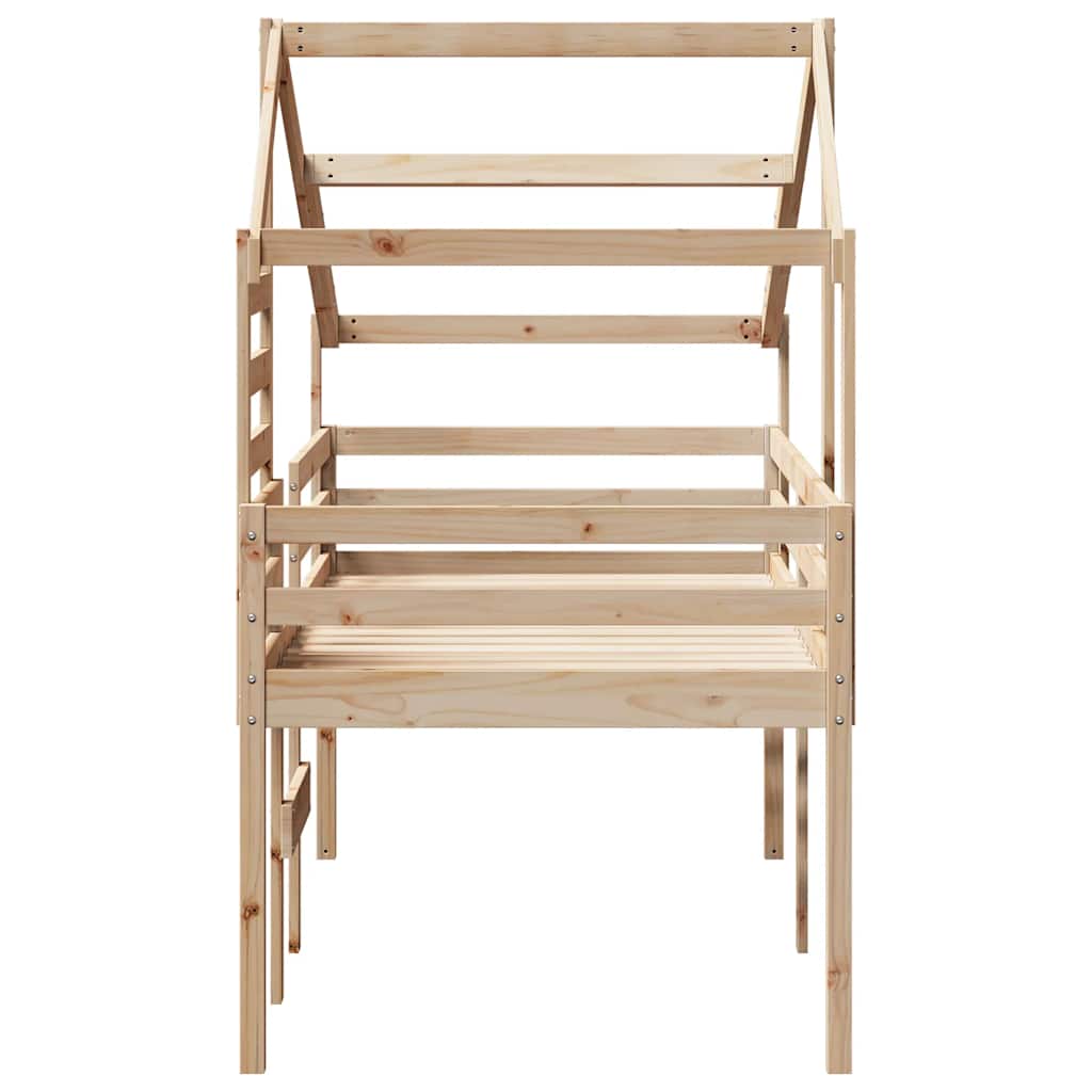 Vidaxl High Bed With Roof, 80X200 Cm, Solid Pine Wood