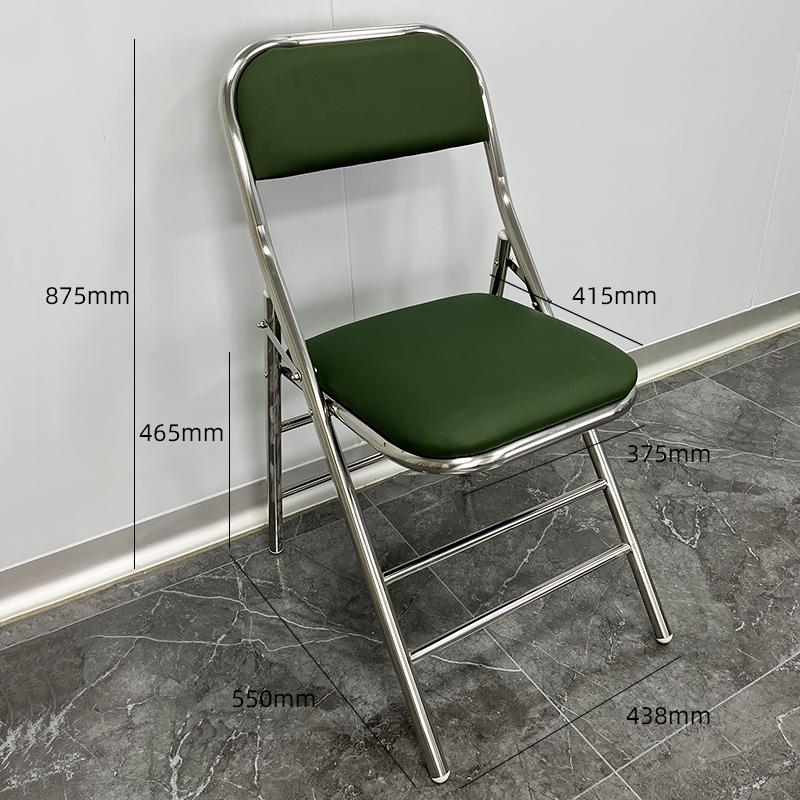 For 304 Stainless Steel Dining Chair Outdoor Heavy-Duty Folding Chair Industrial Backrest Seat Cafe Style Modern Furniture for H