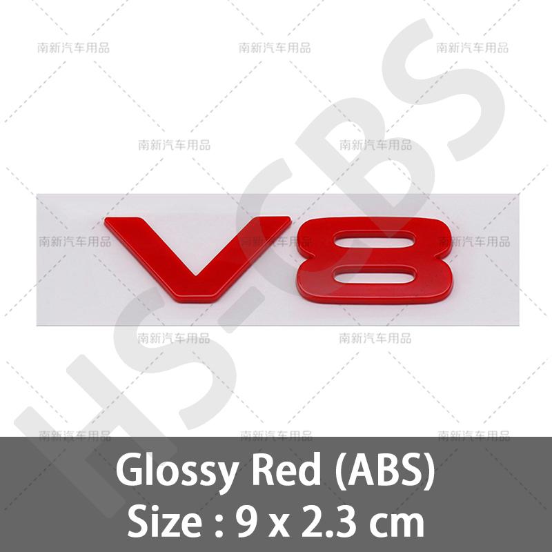 3D ABS Bilmotor Slagvolym Logotyp V8 Bokstav Emblemet Bakluckeemblem Auto Baklucke Dekaler