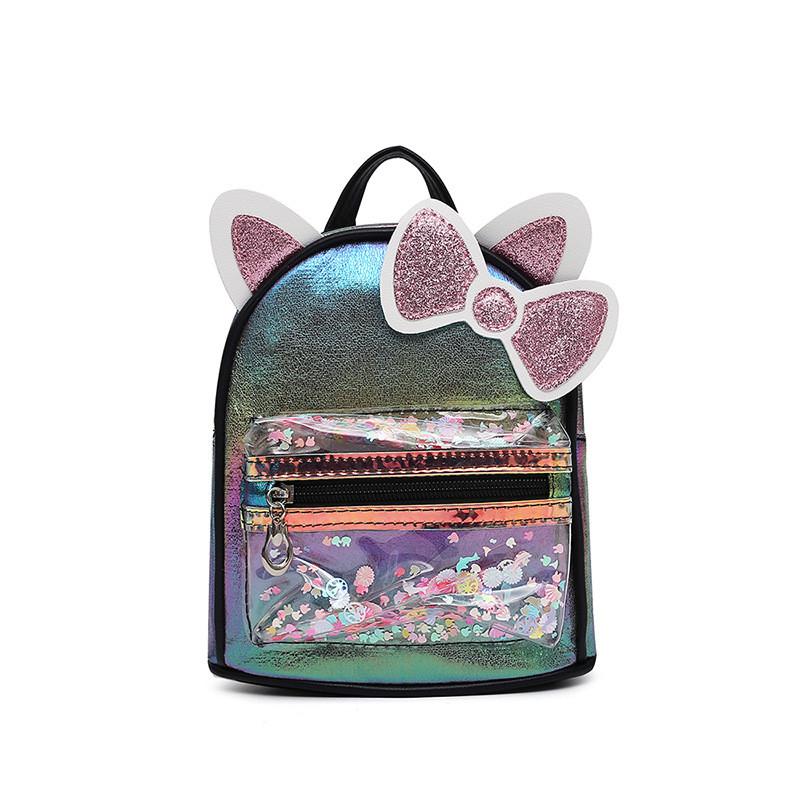 Childrens Cartoon Butterfly Bow Ears Pu Backpack For Kindergarten Daily Use